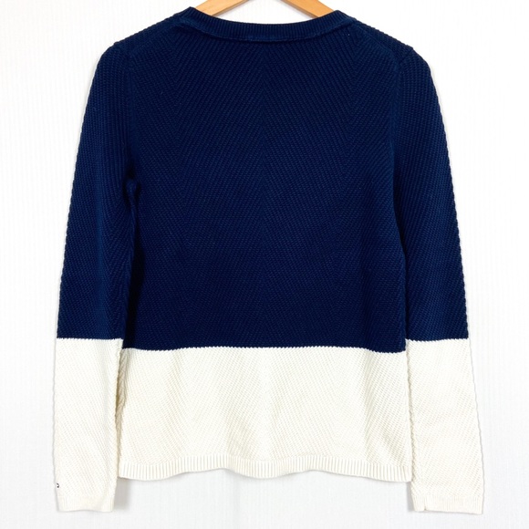 Tommy Hilfiger Color Block Knit Sweater Blue Cream Medium - Picture 2 of 5